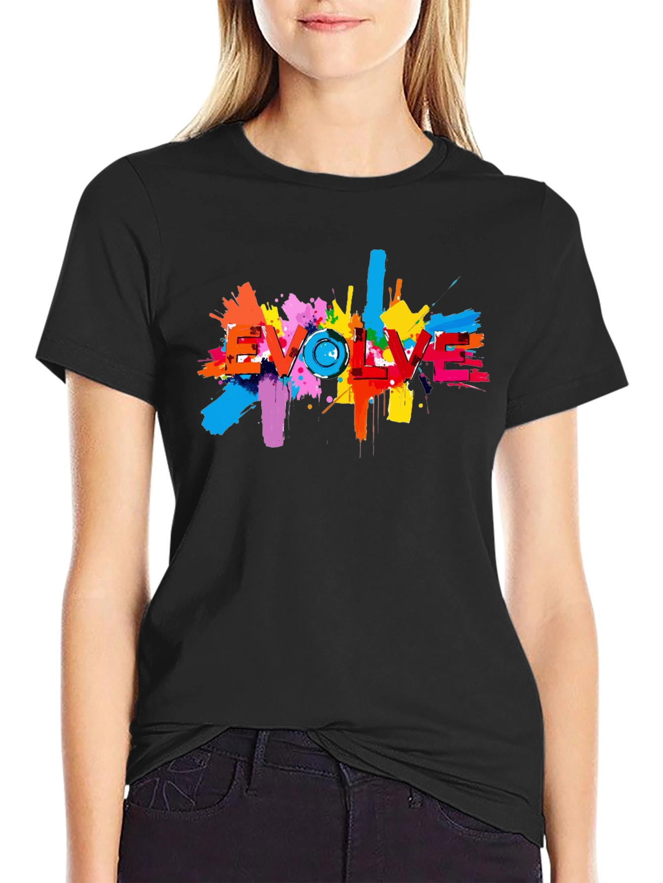 Evolve Splatter Graphic Black T-Shirt