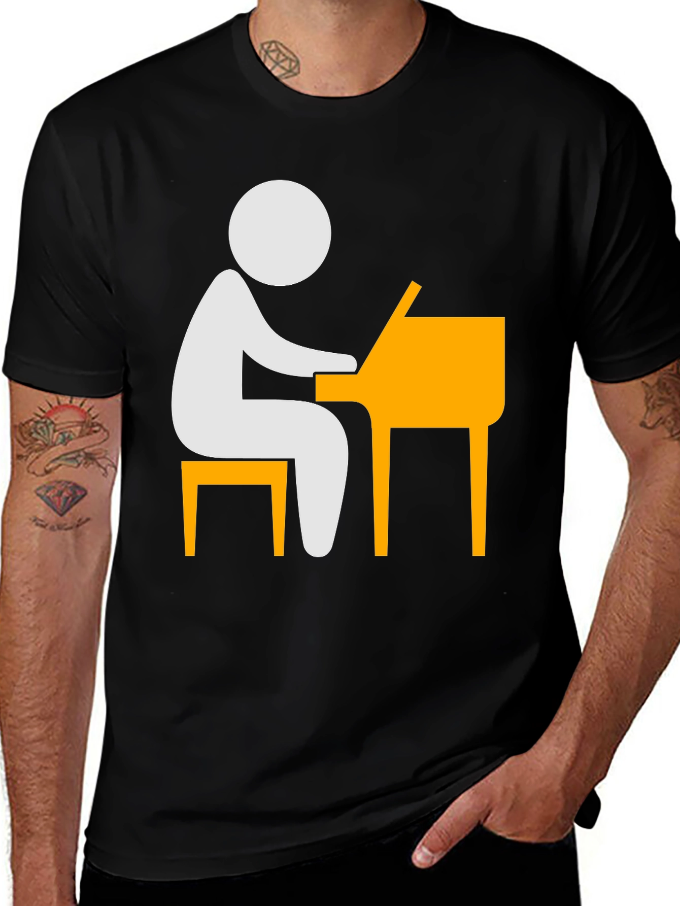 Piano Player T-Shirt - Stick Figure Musician Tee