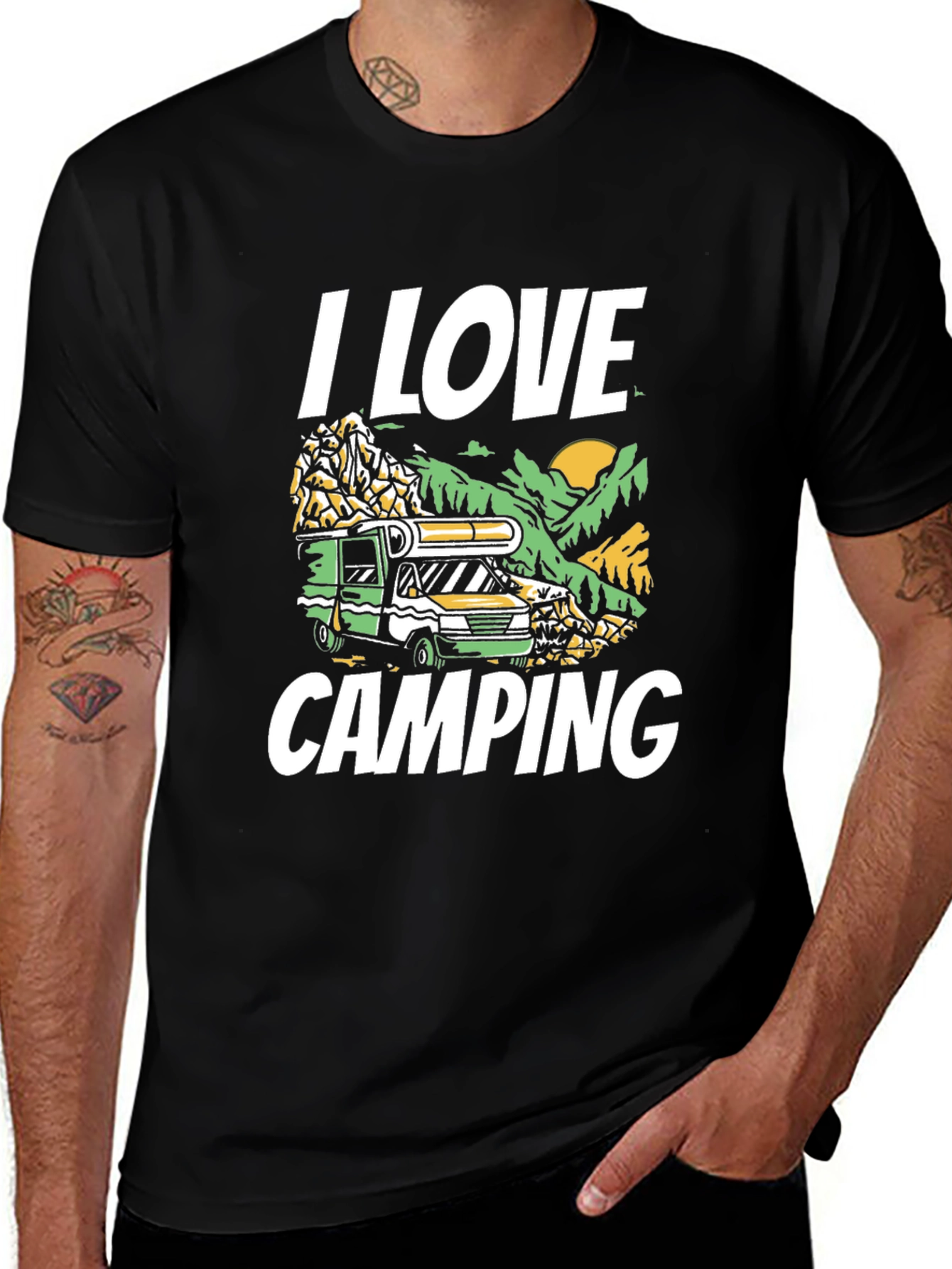 I Love Camping Graphic T-Shirt - Black