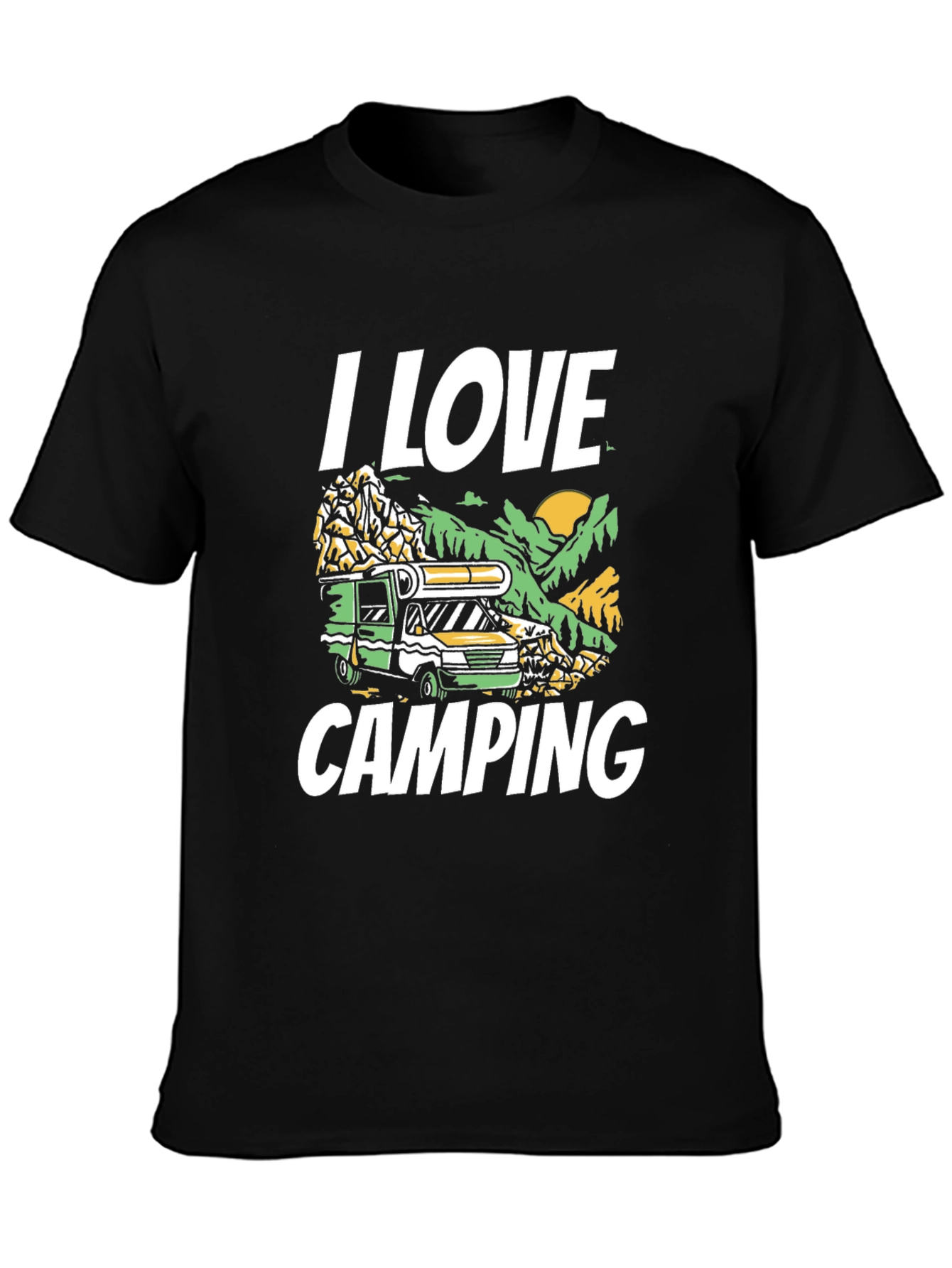 I Love Camping Graphic T-Shirt - Black