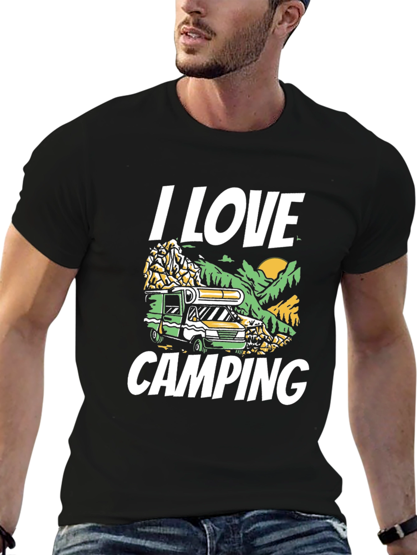 I Love Camping Graphic T-Shirt - Black