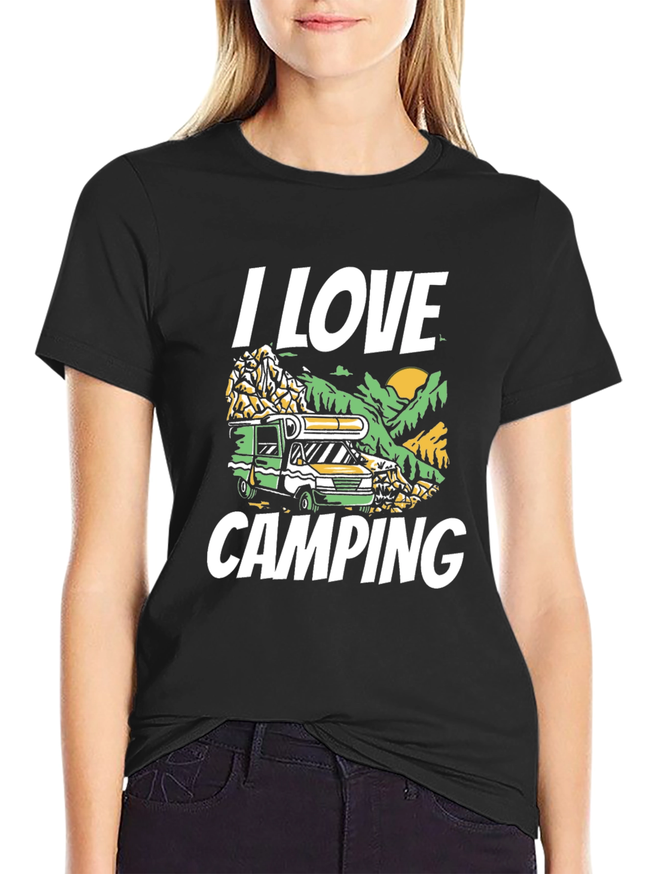 I Love Camping Graphic T-Shirt - Black