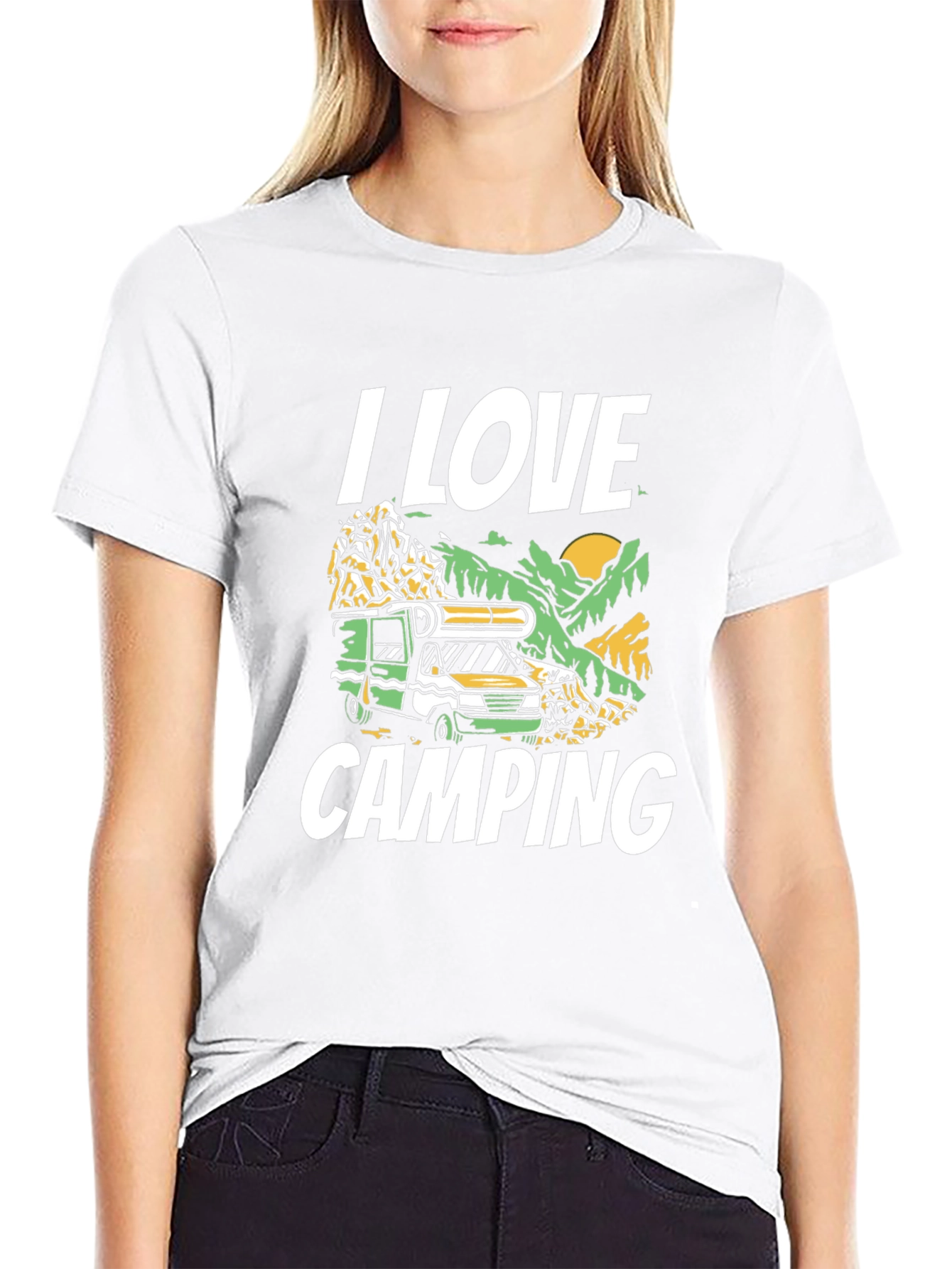 I Love Camping Graphic T-Shirt - Black