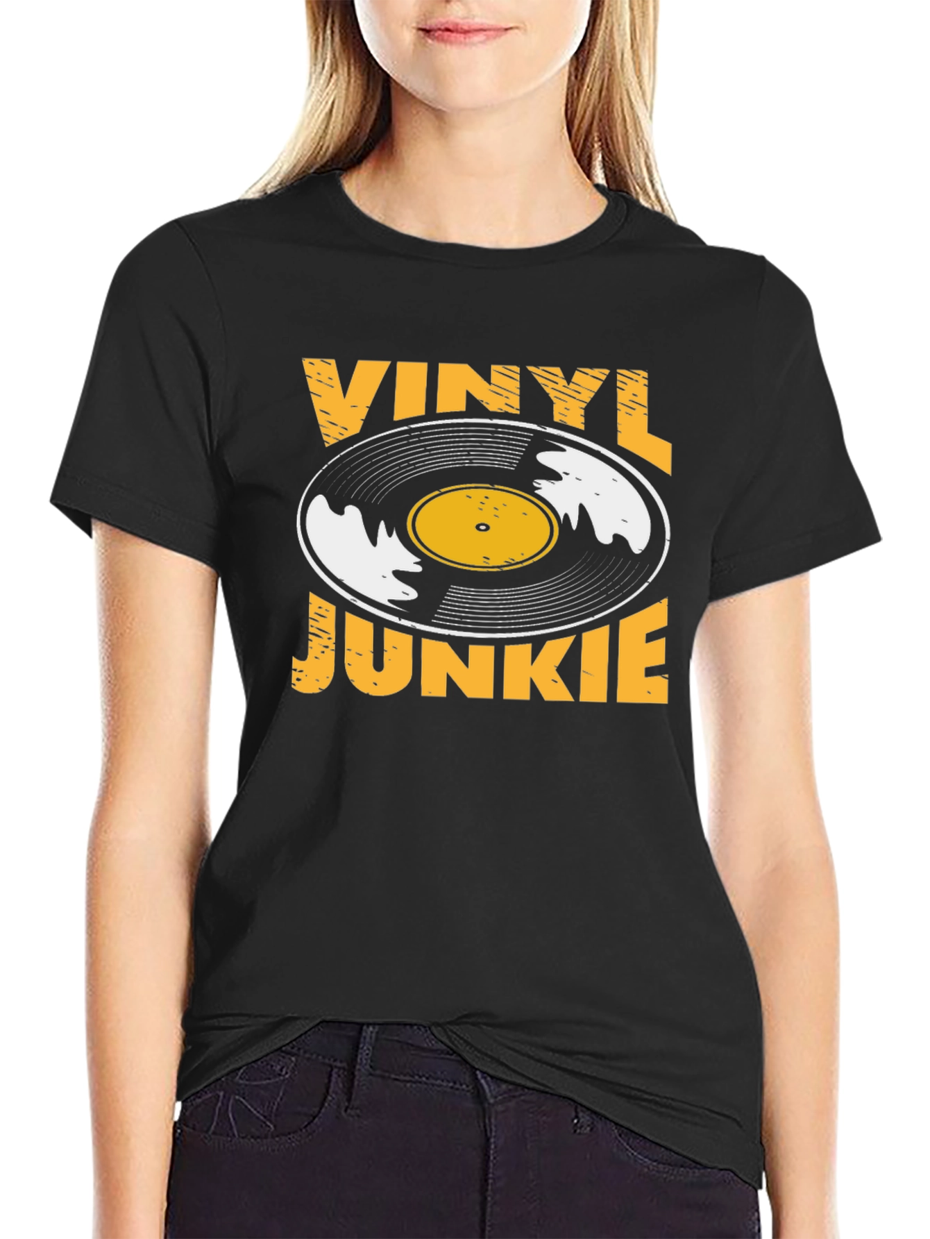 Vinyl Junkie Black Graphic Tee