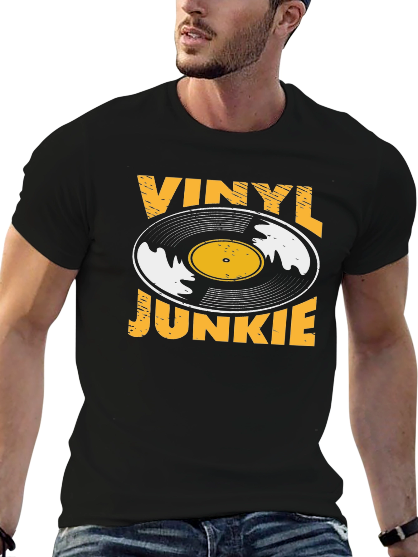 Vinyl Junkie Black Graphic Tee