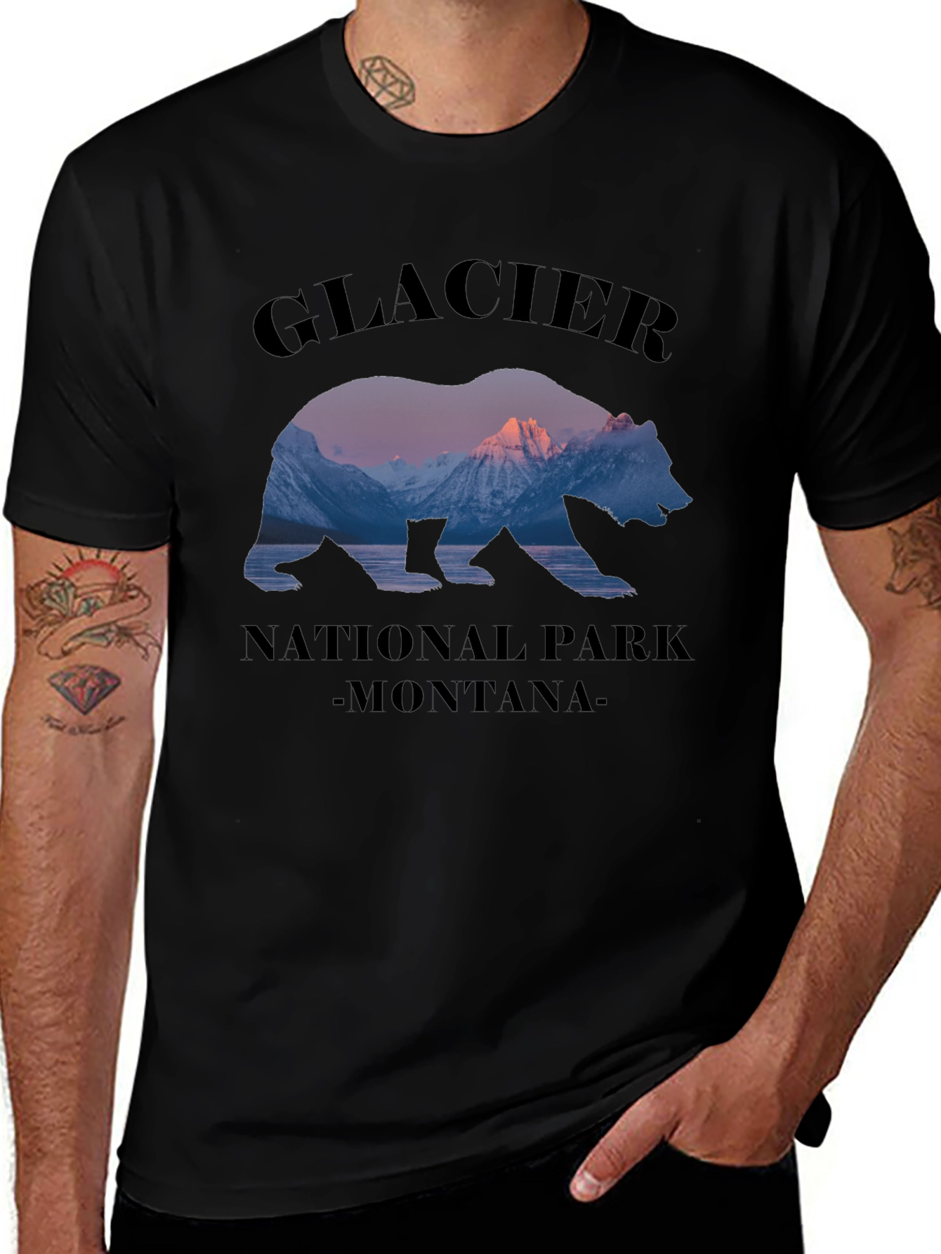 Glacier National Park Montana Bear Graphic T-Shirt