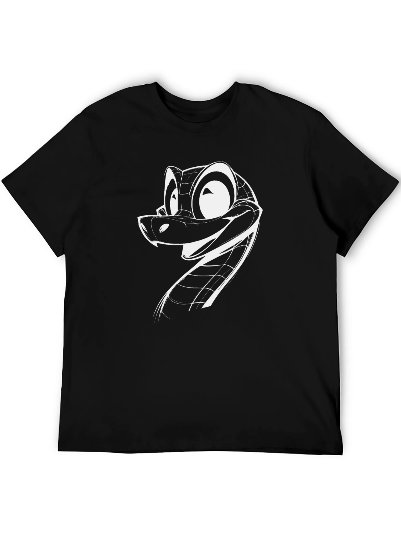 Cool Snake Cartoon Graphic Black T-Shirt