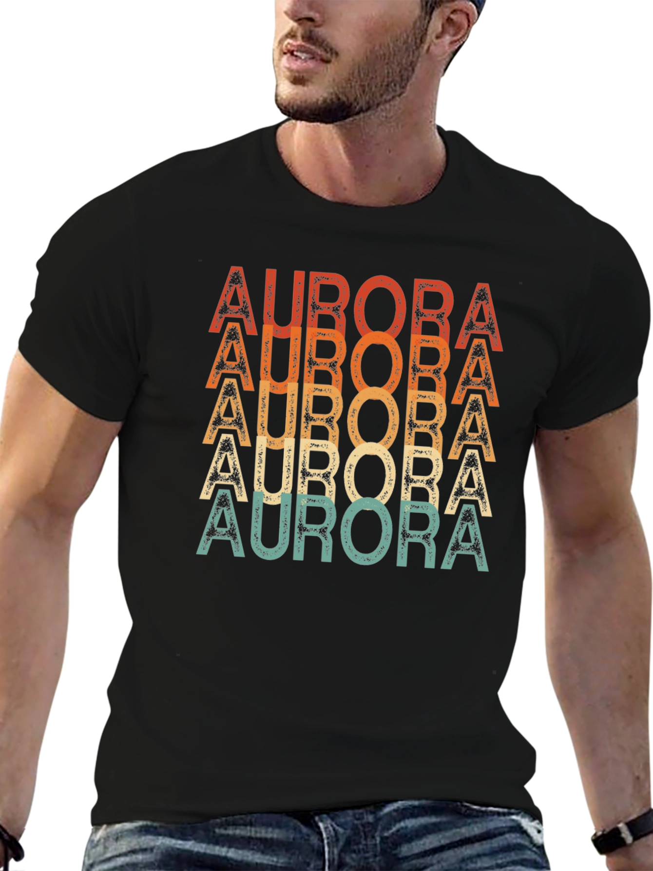 Aurora Retro Striped T-Shirt - Black