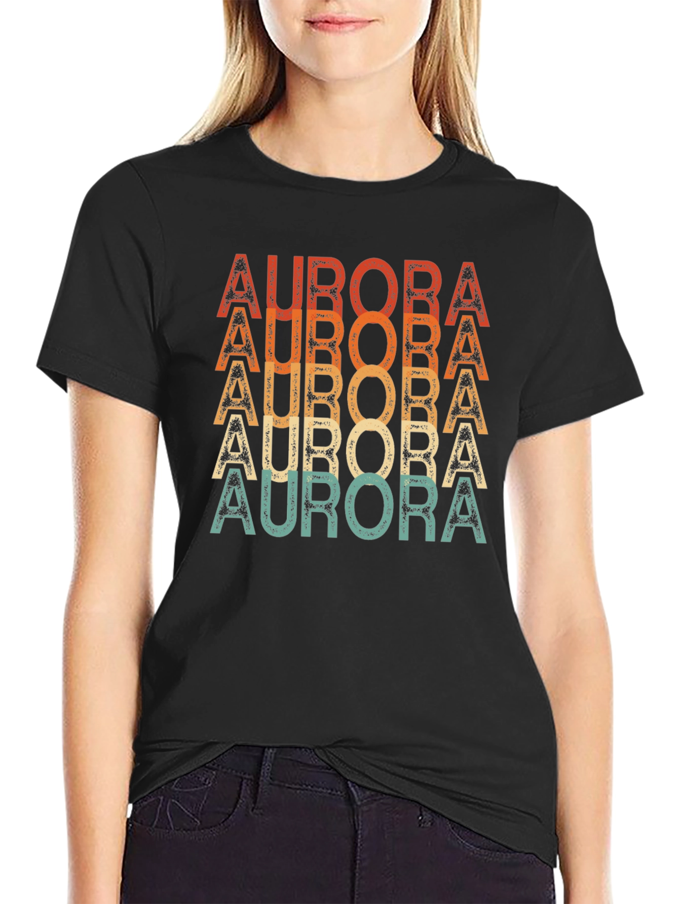 Aurora Retro Striped T-Shirt - Black