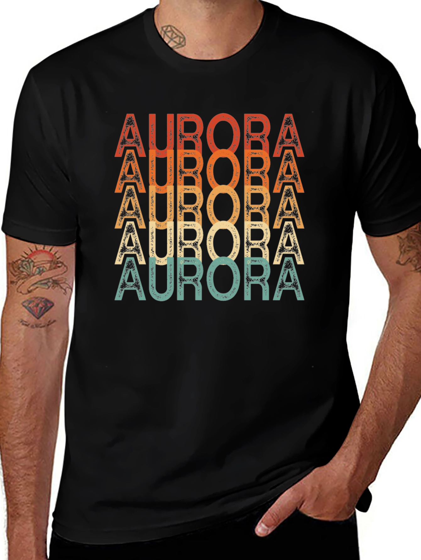Aurora Retro Striped T-Shirt - Black