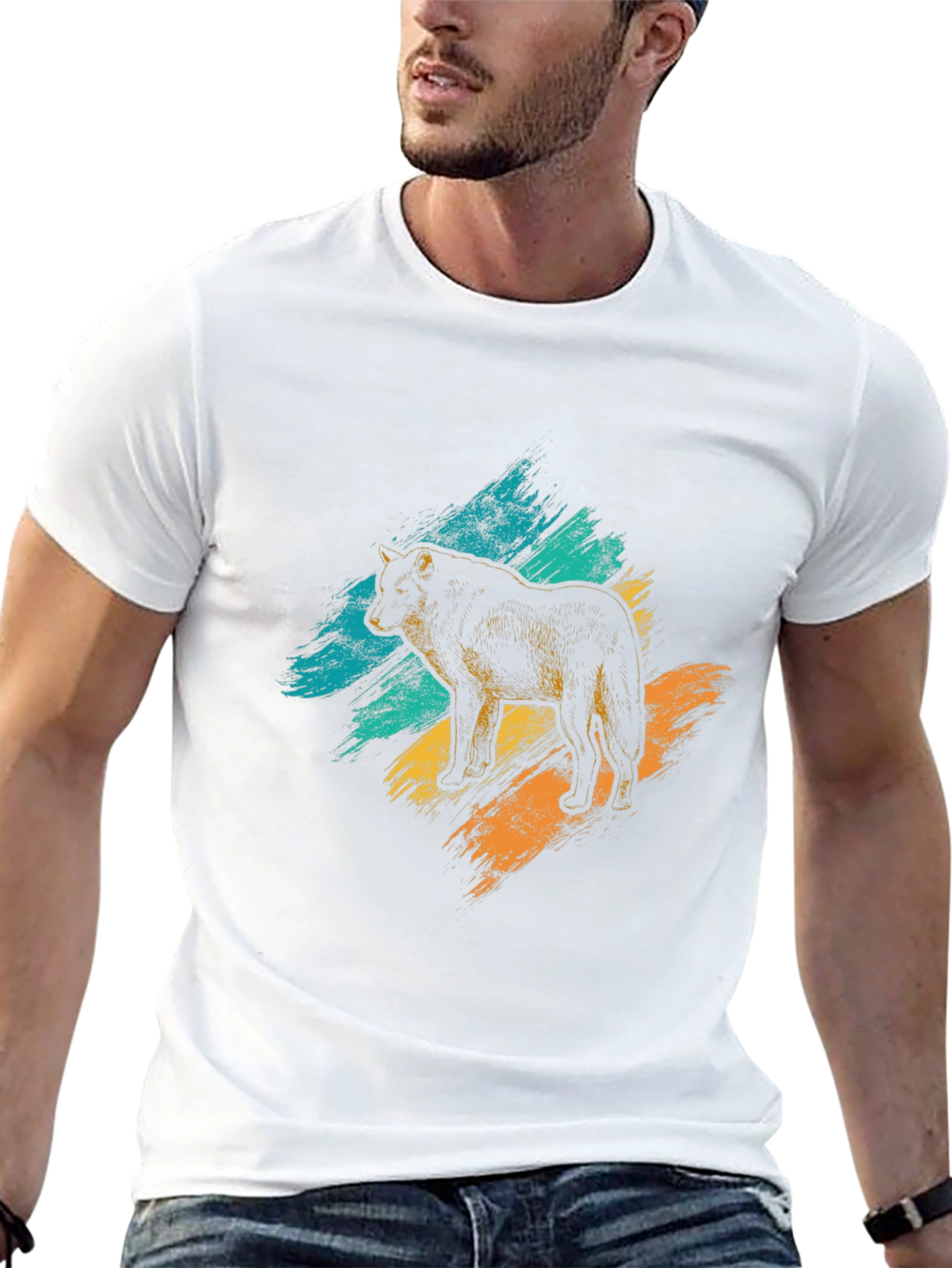 Wolf Graphic Tee - Brushstroke Design