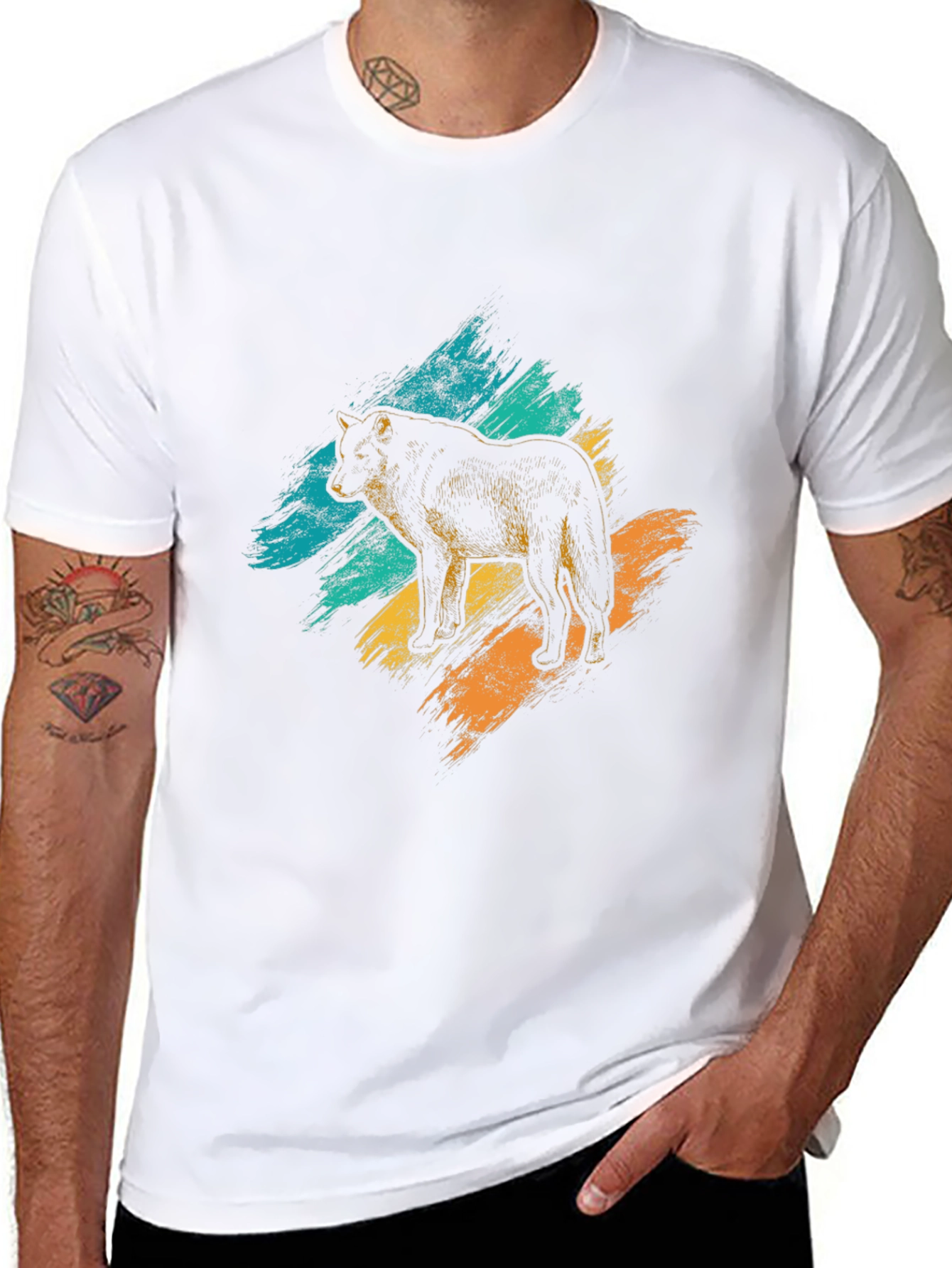 Wolf Graphic Tee - Brushstroke Design
