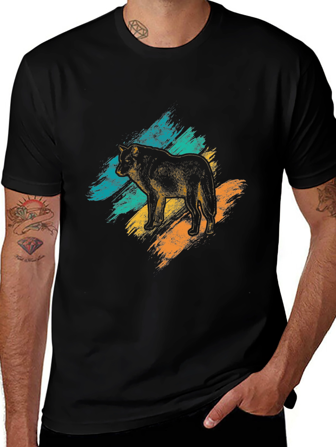 Wolf Graphic Tee - Brushstroke Design