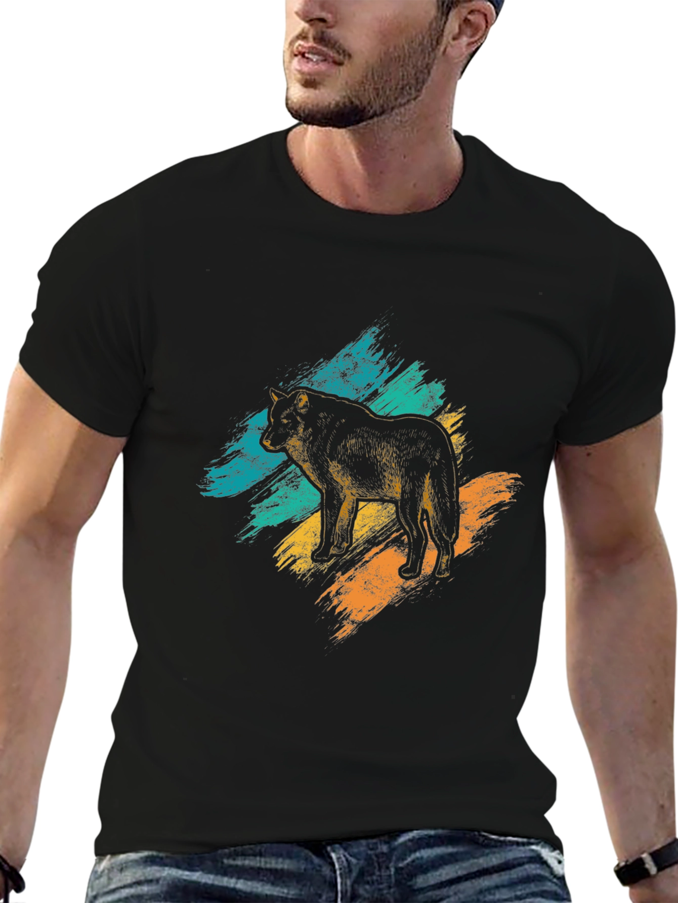 Wolf Graphic Tee - Brushstroke Design