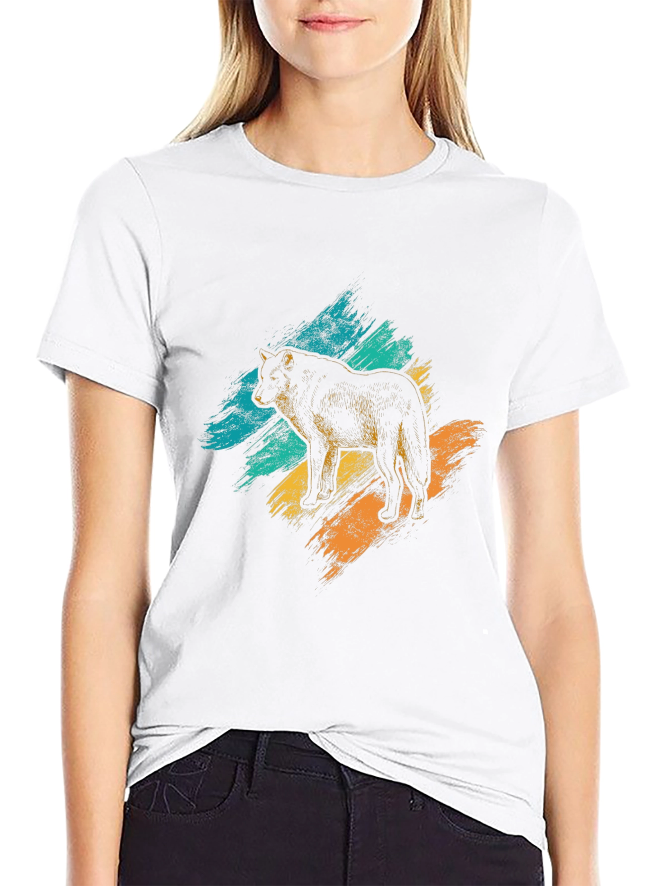 Wolf Graphic Tee - Brushstroke Design