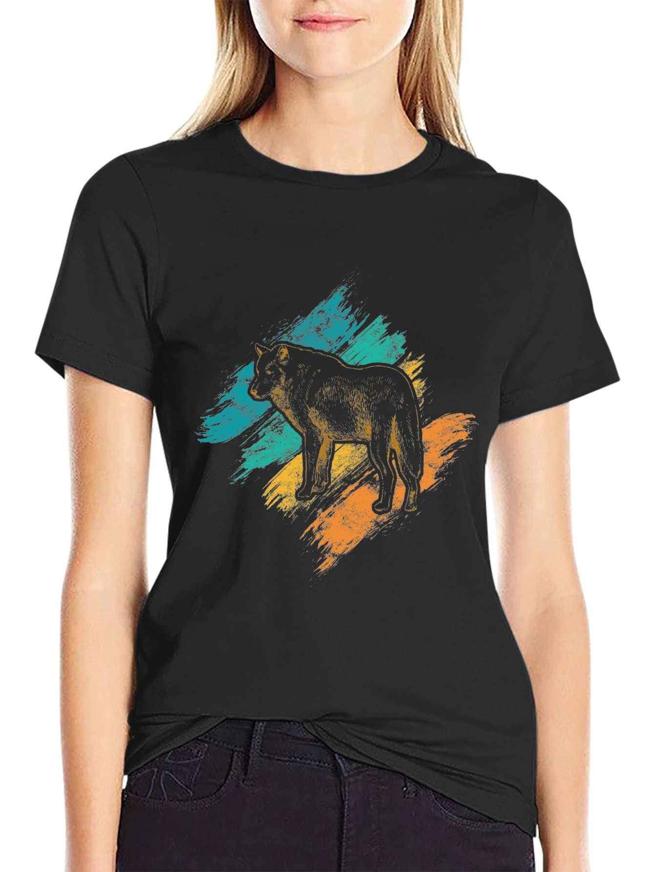 Wolf Graphic Tee - Brushstroke Design