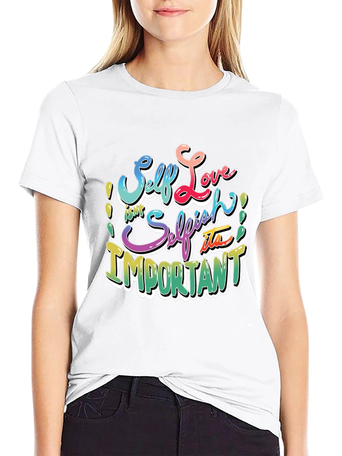Self Love Graphic T-Shirt - Black Crew Neck