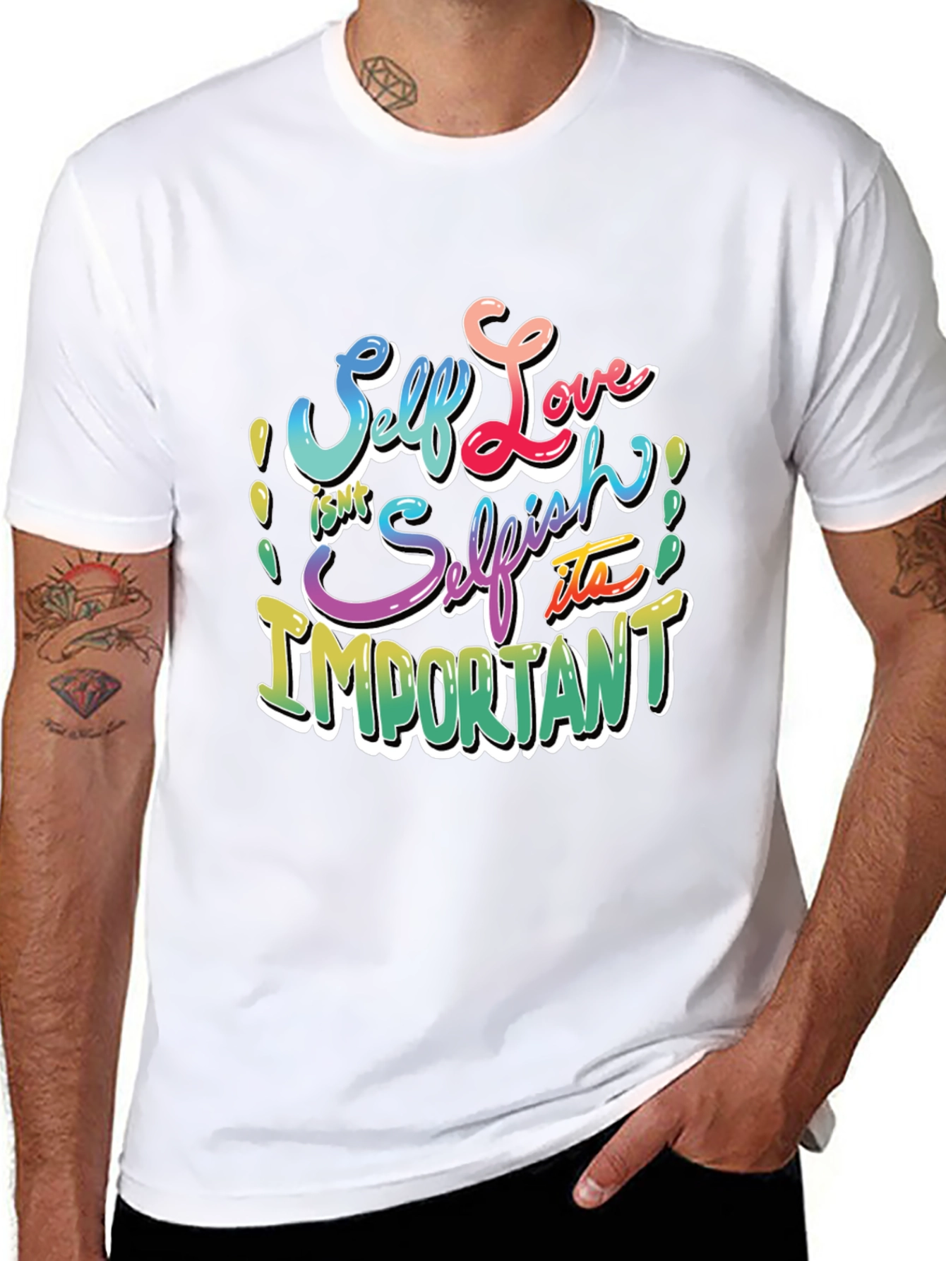 Self Love Graphic T-Shirt - Black Crew Neck
