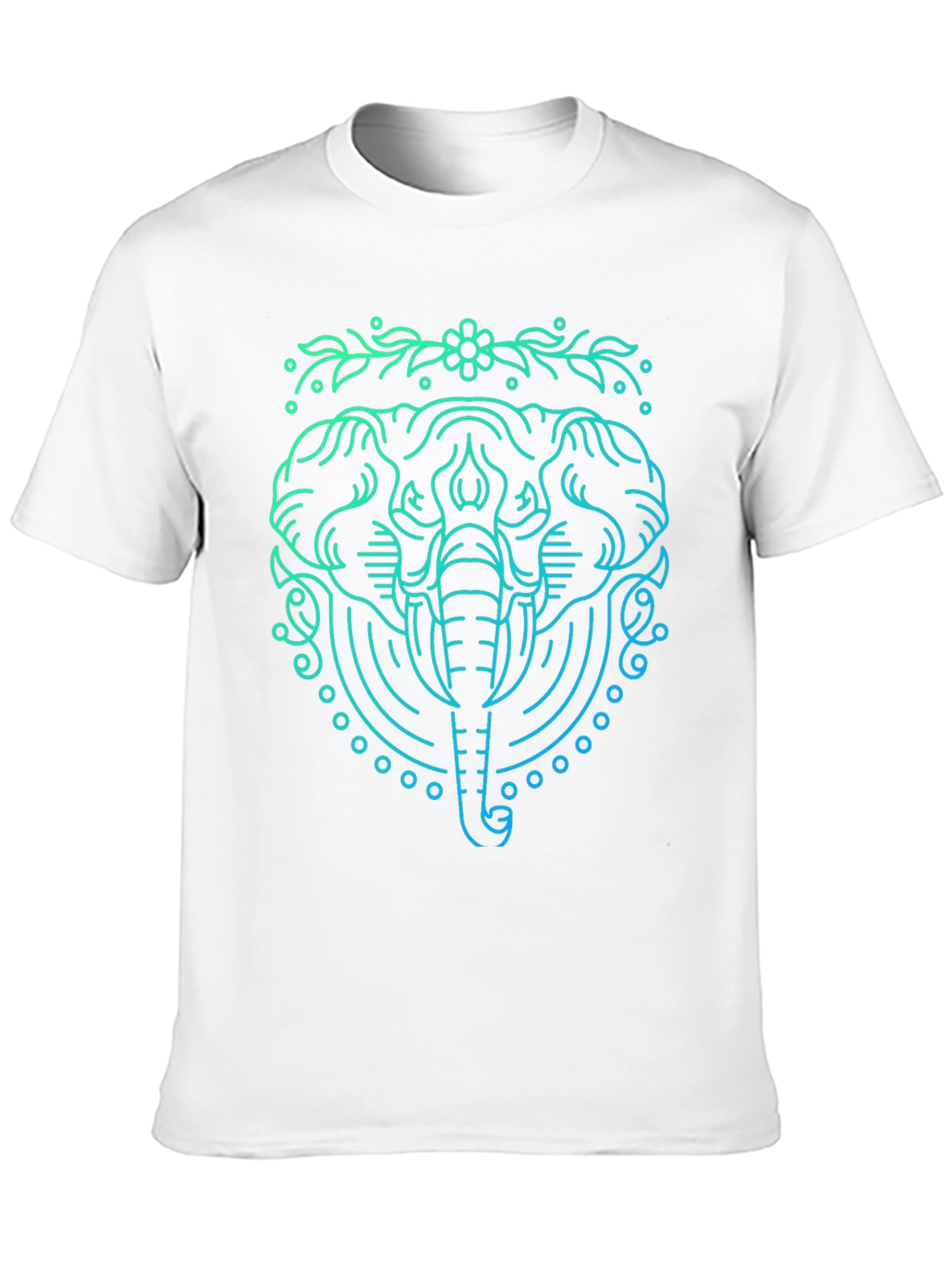 Elephant Line Art Graphic Tee - Black
