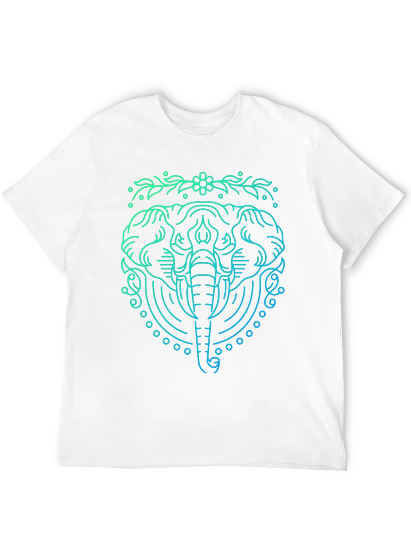 Elephant Line Art Graphic Tee - Black