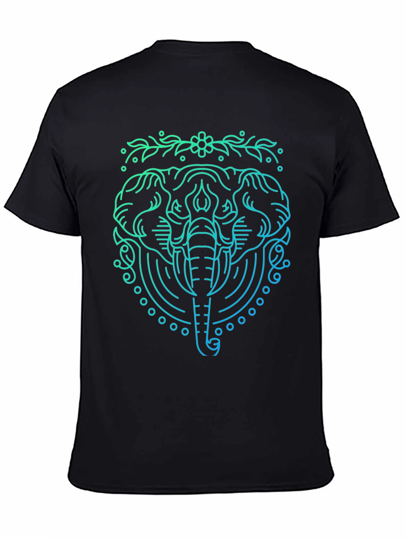 Elephant Line Art Graphic Tee - Black
