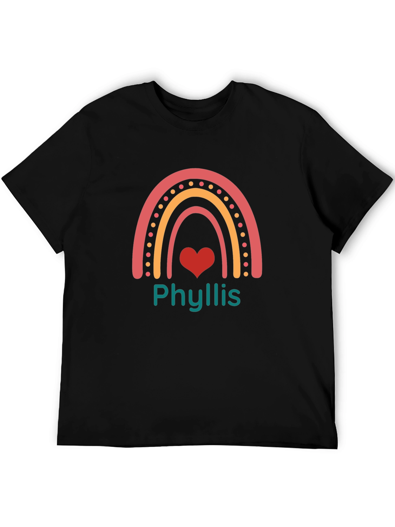 Phyllis Rainbow Heart Graphic Tee - Black