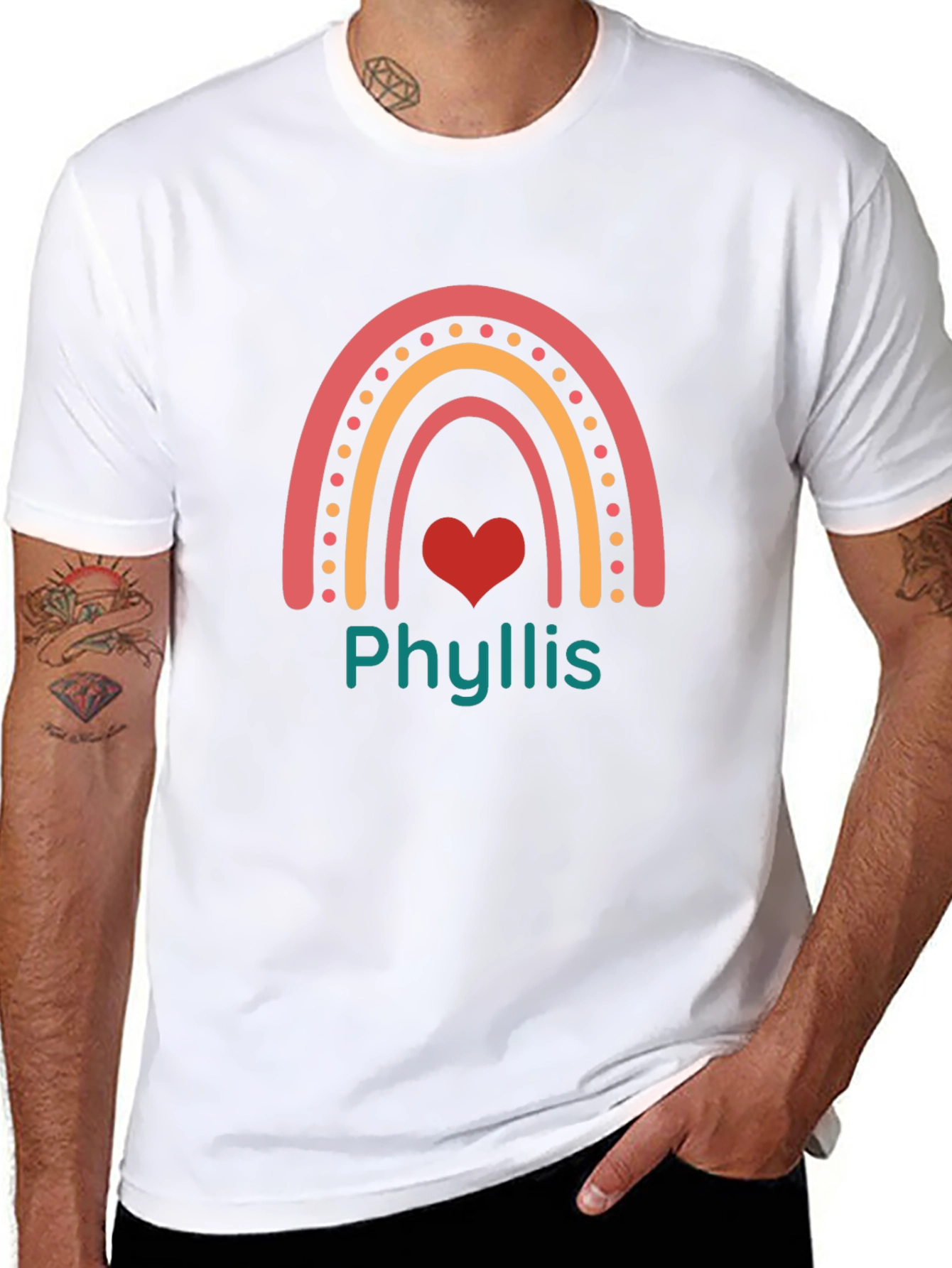 Phyllis Rainbow Heart Graphic Tee - Black