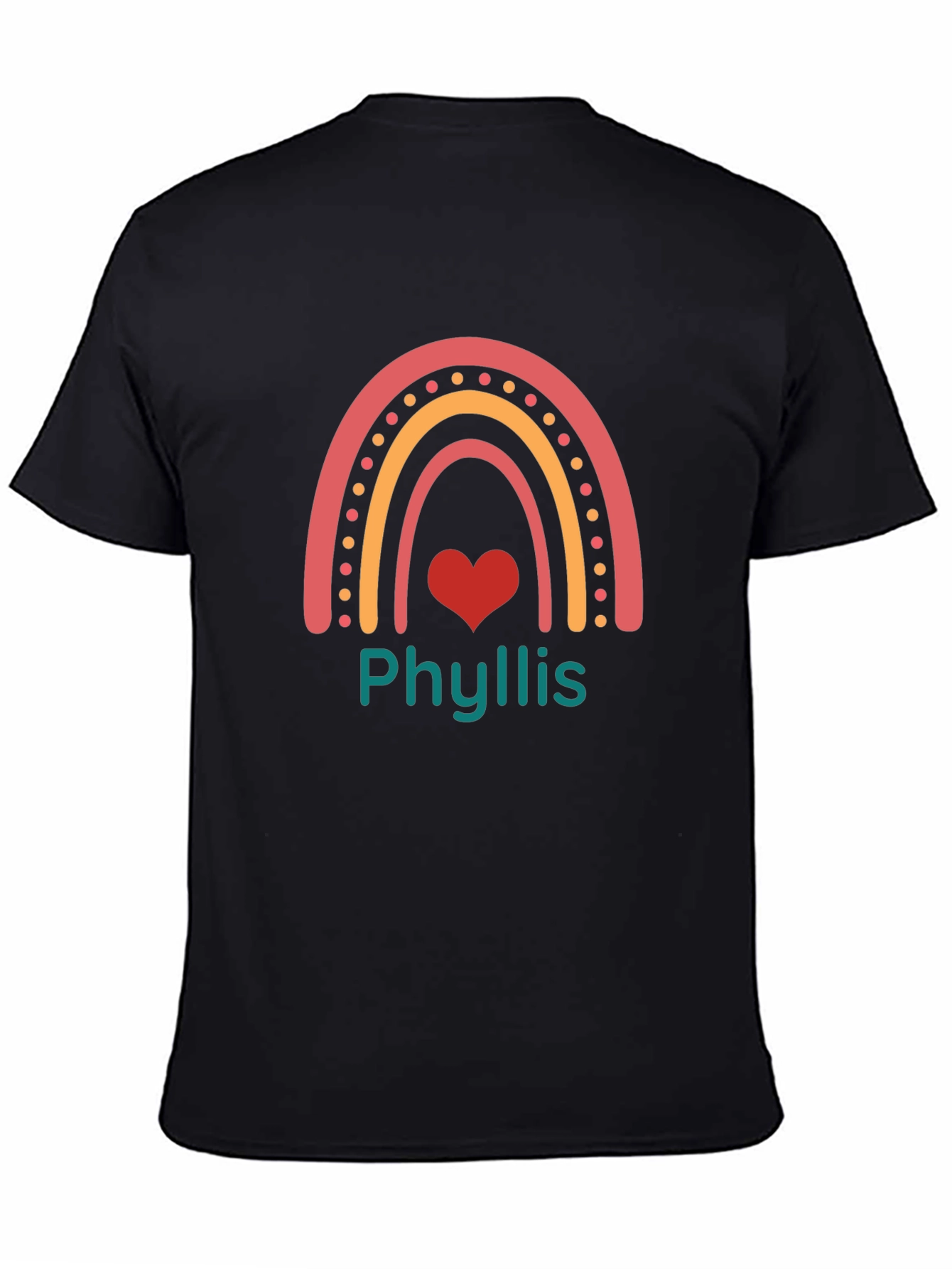 Phyllis Rainbow Heart Graphic Tee - Black