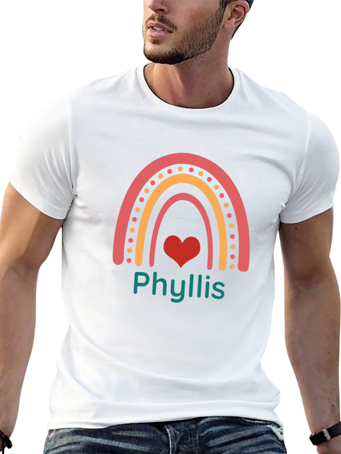 Phyllis Rainbow Heart Graphic Tee - Black