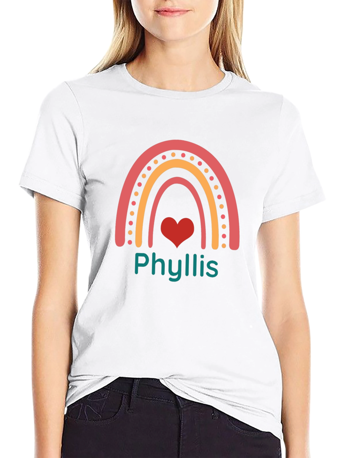 Phyllis Rainbow Heart Graphic Tee - Black