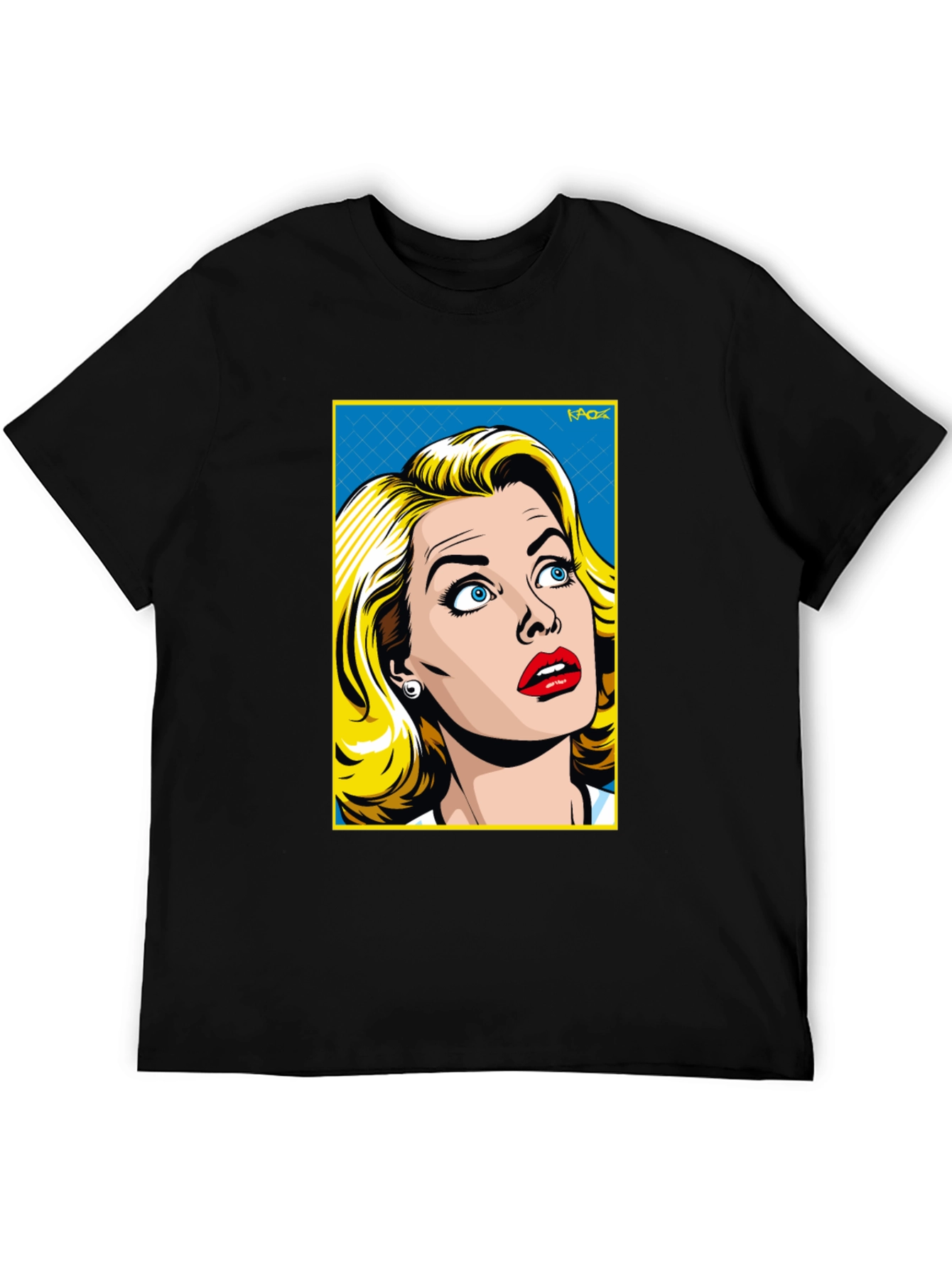Retro Pop Art Woman T-Shirt - Black Cotton Tee