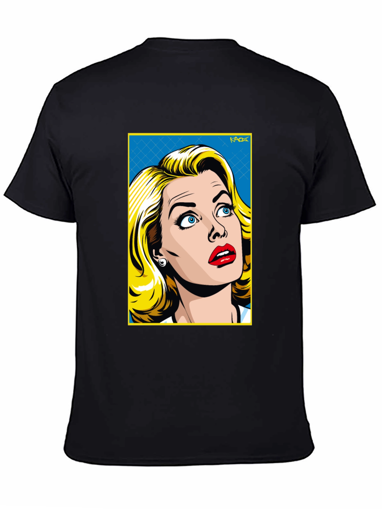 Retro Pop Art Woman T-Shirt - Black Cotton Tee