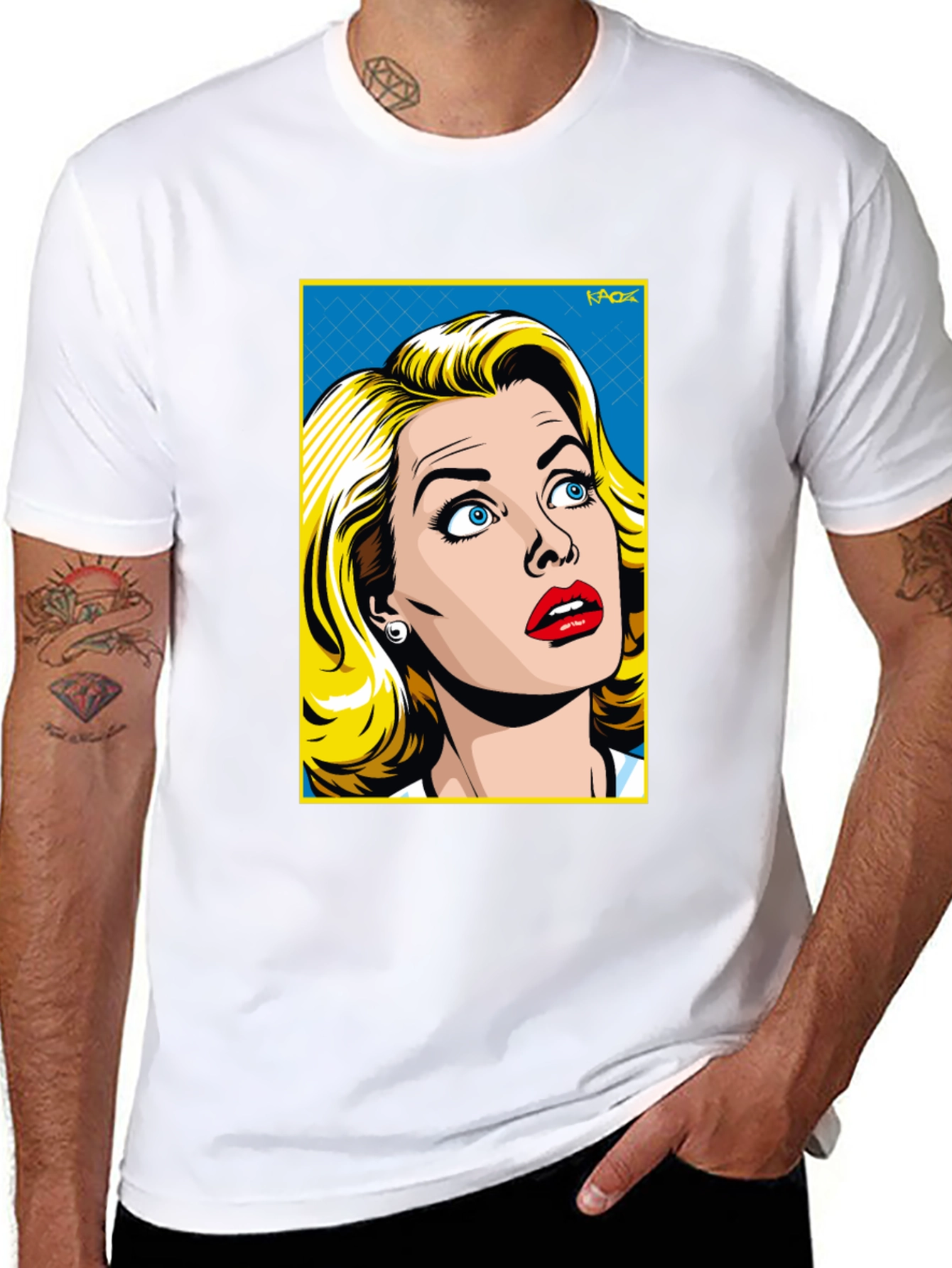 Retro Pop Art Woman T-Shirt - Black Cotton Tee