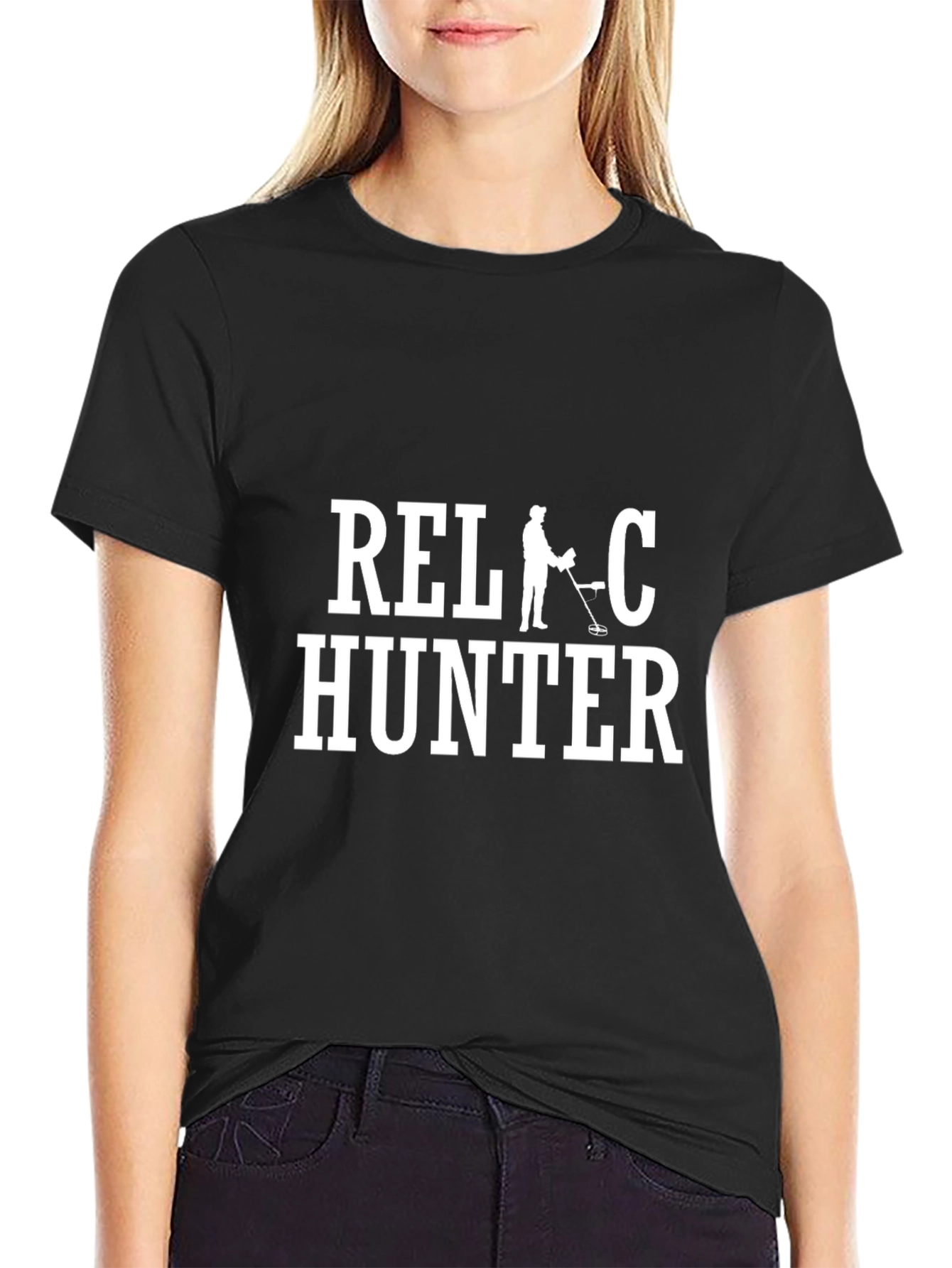 Relic Hunter Black Cotton Graphic T-Shirt