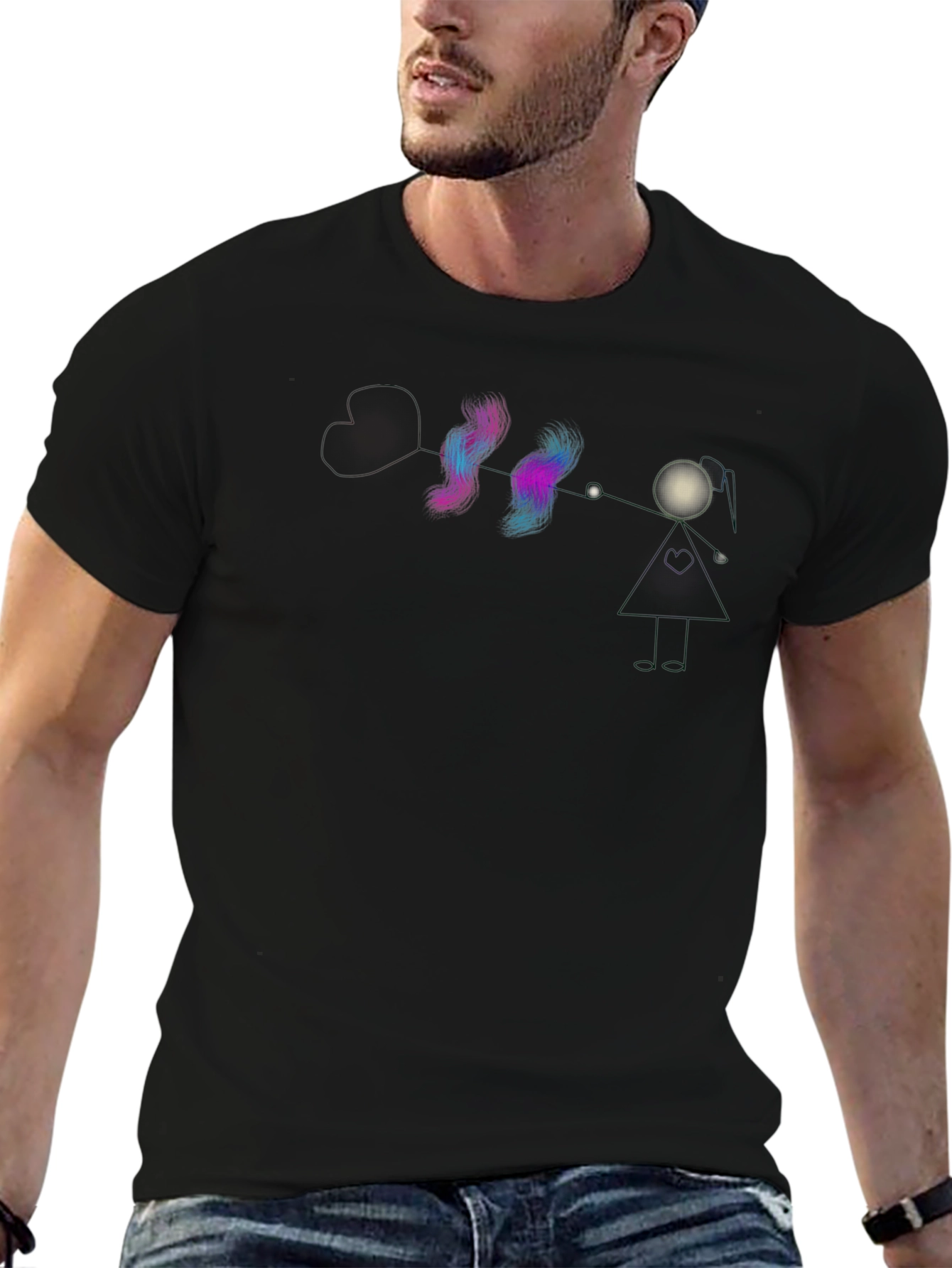 Abstract Galaxy Graphic Black T-Shirt