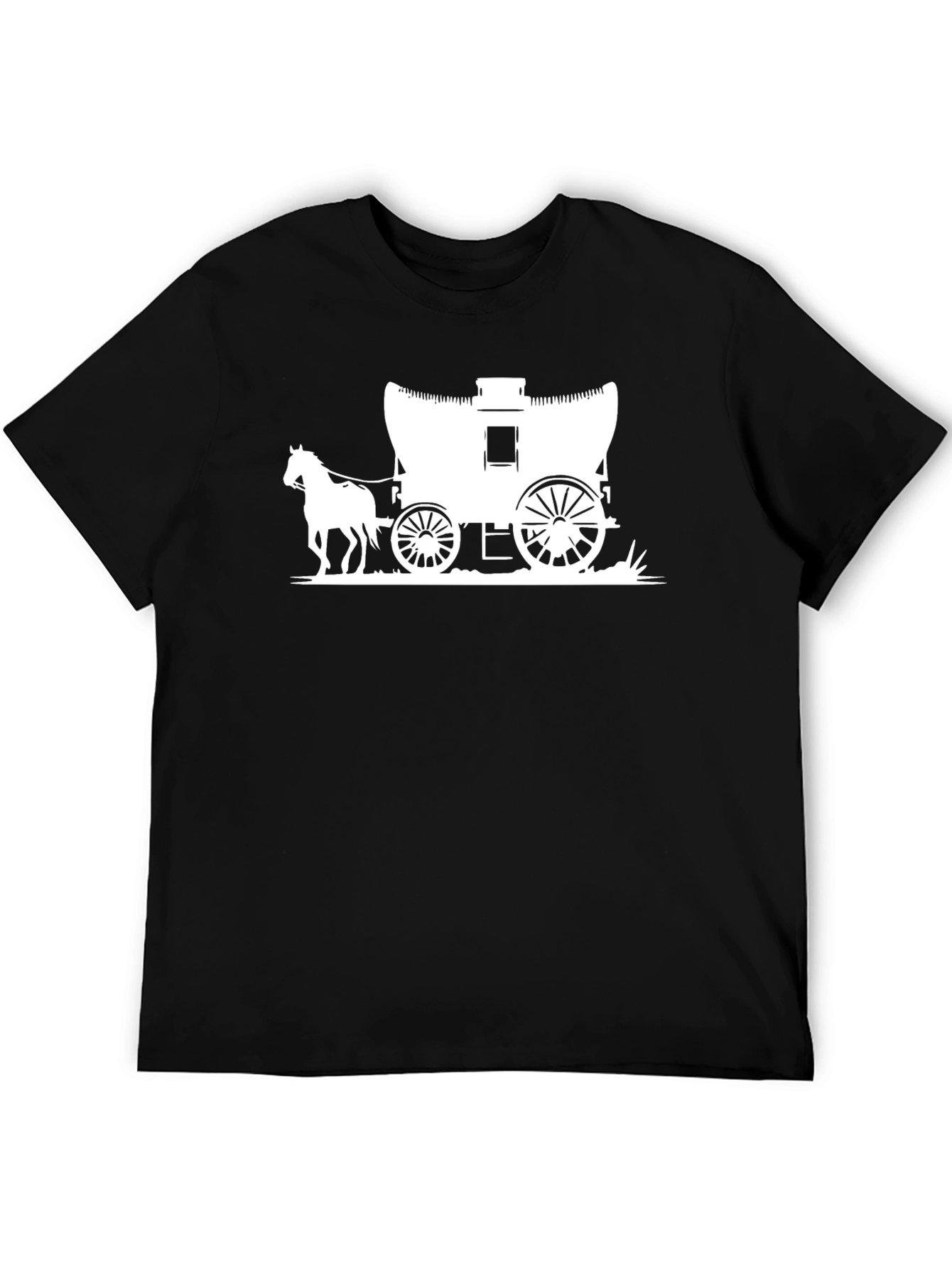 Covered Wagon Graphic Tee - Black Cotton Blend