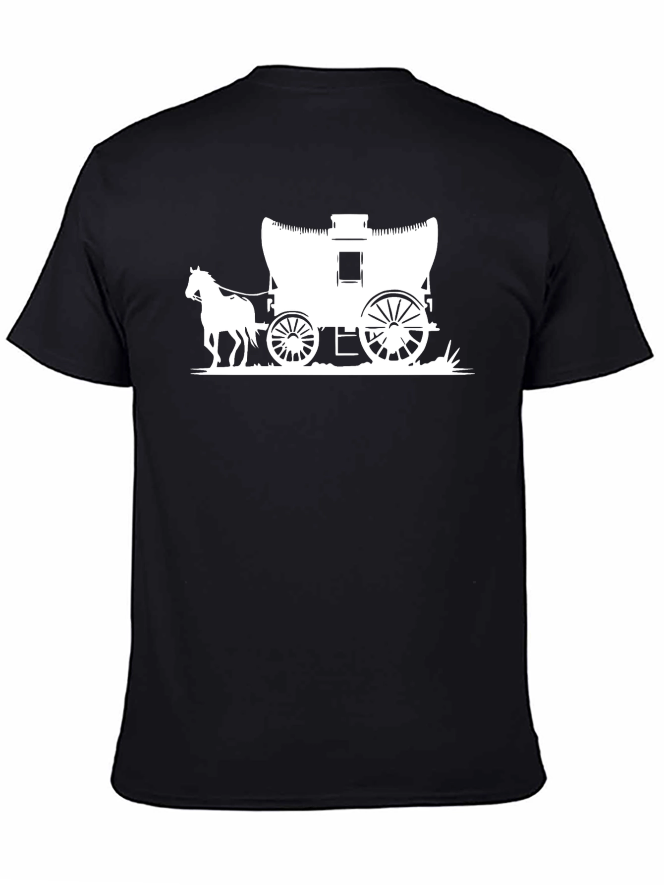 Covered Wagon Graphic Tee - Black Cotton Blend