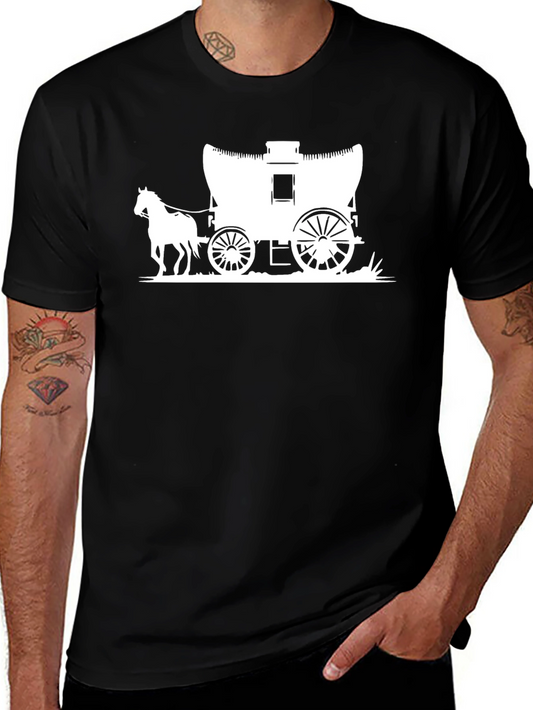 Covered Wagon Graphic Tee - Black Cotton Blend