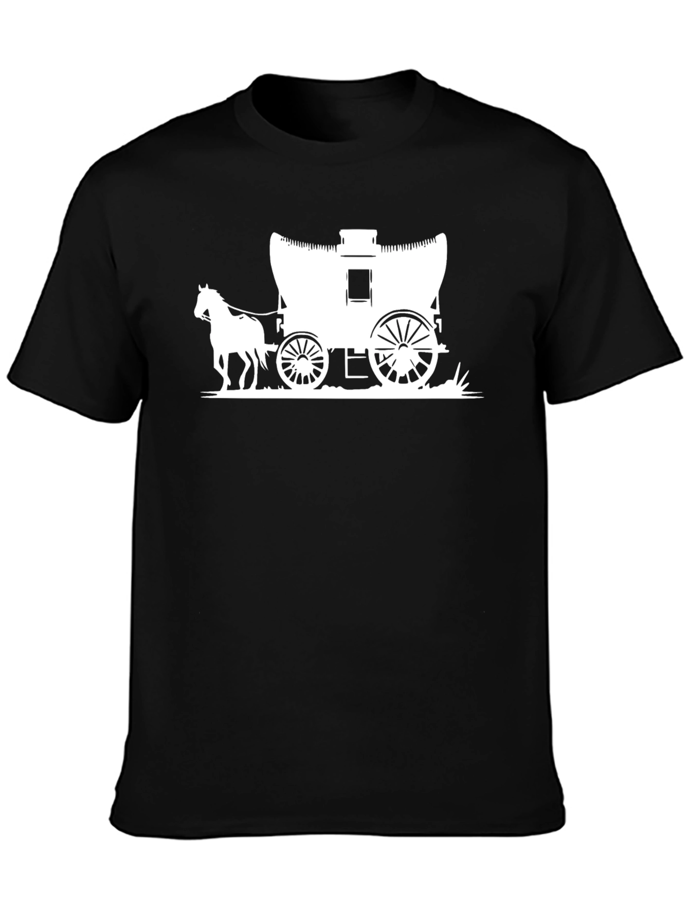 Covered Wagon Graphic Tee - Black Cotton Blend