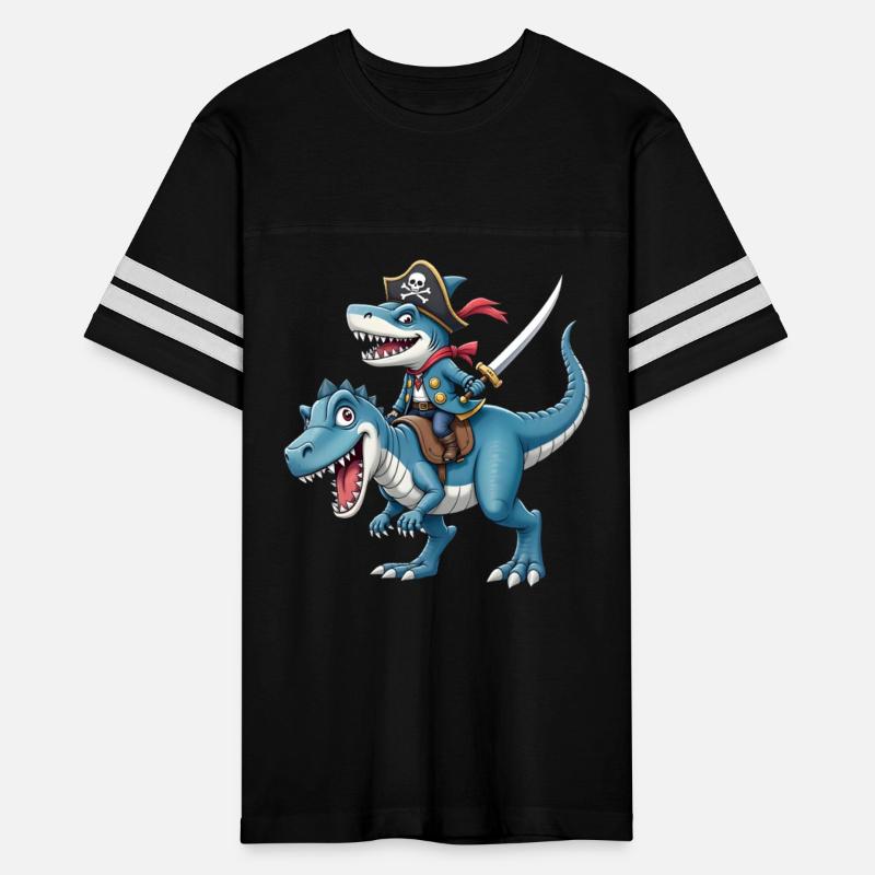 Shark Pirate Riding Dinosaur T Rex Kids Boys Men