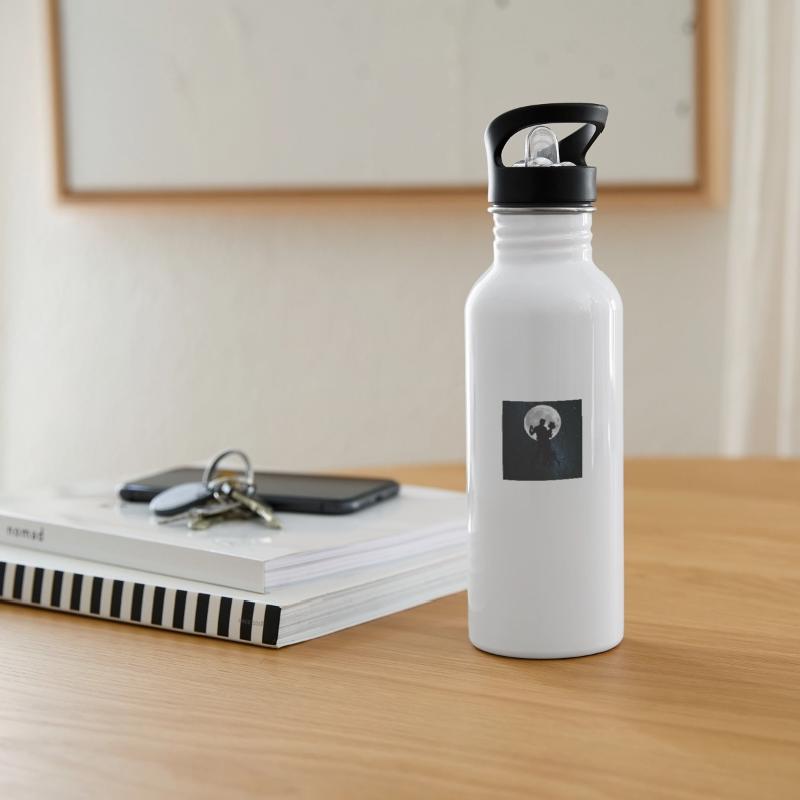 Silhouetted Couple Under Full Moon