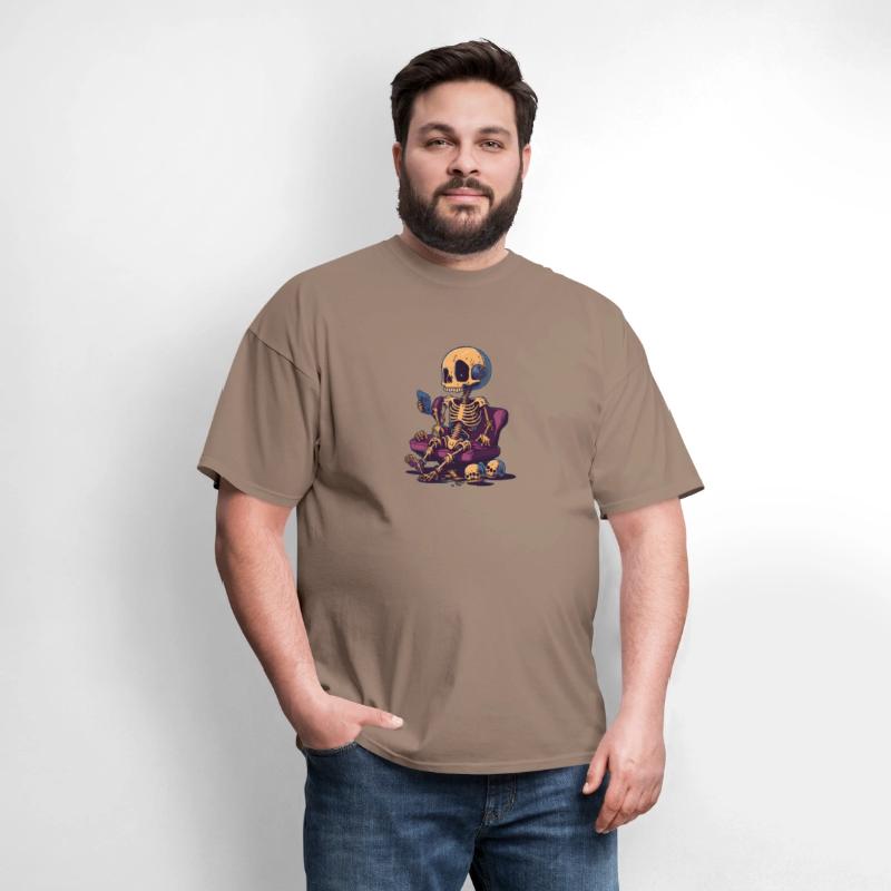 Skeleton playing mobile game mobile gaming