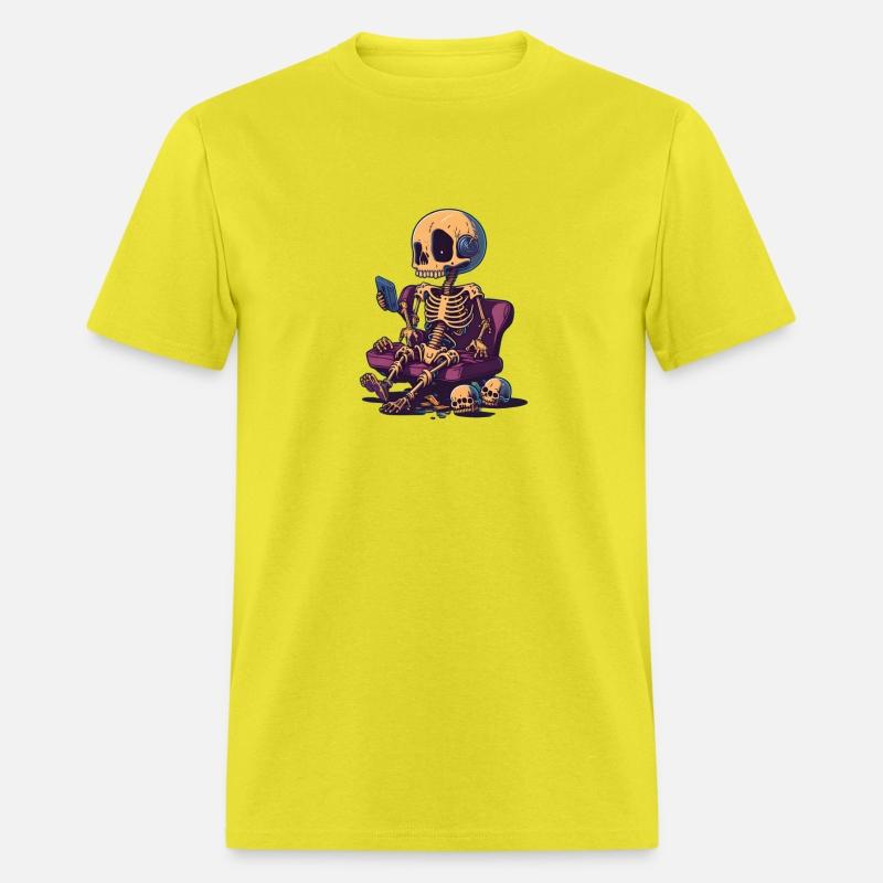 Skeleton playing mobile game mobile gaming