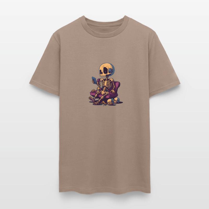 Skeleton playing mobile game mobile gaming