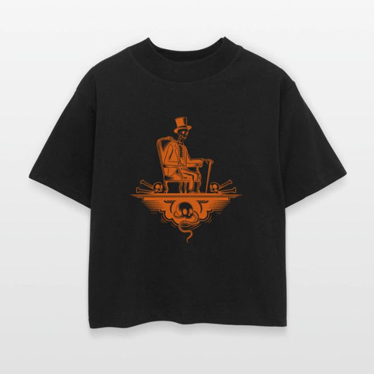 Skeleton Top Hat One Legged In Chair Design Orange