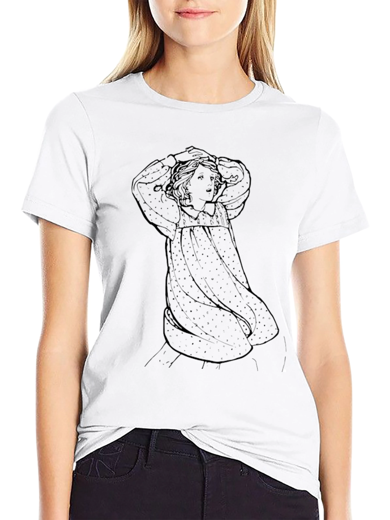 Art Nouveau Girl Black Graphic Tee