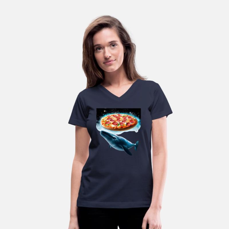 Space whale surrounded by pizzas