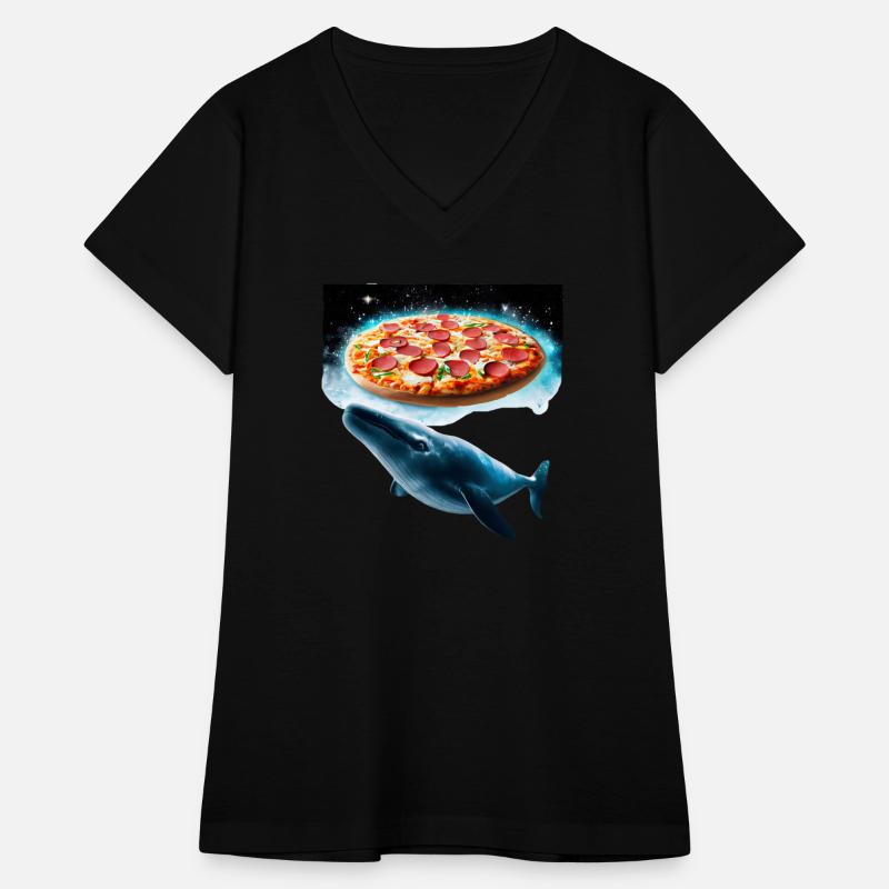 Space whale surrounded by pizzas