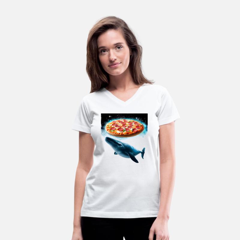 Space whale surrounded by pizzas
