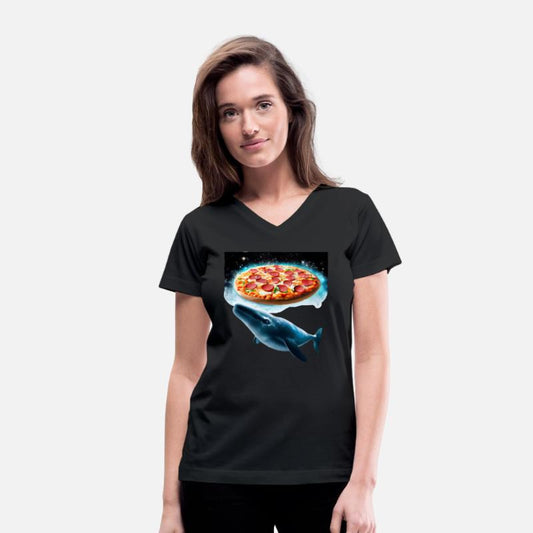 Space whale surrounded by pizzas